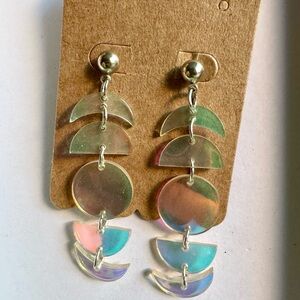 Iridescent Acrylic Moon Phase Dangle Earrings